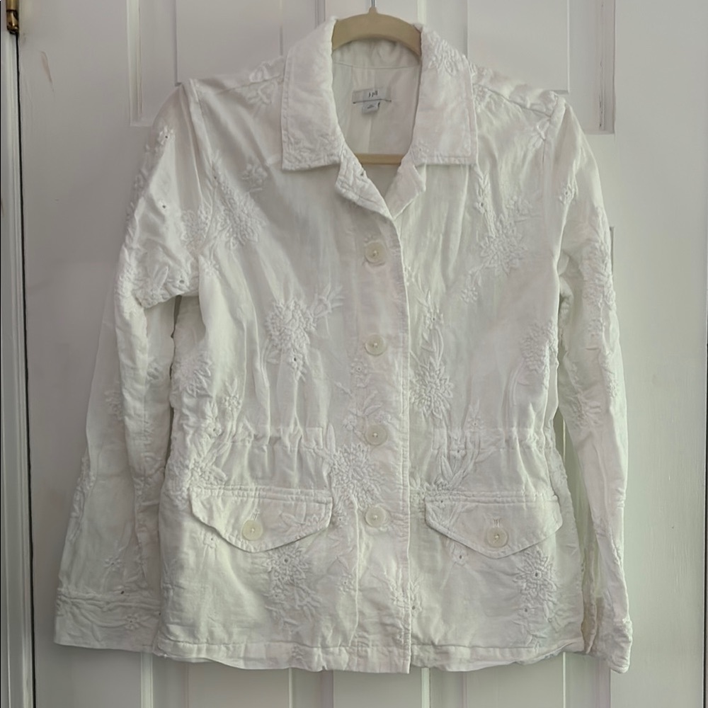J Jill Eyelet White Blazer with Fitted Silhouette XSP XS Petite